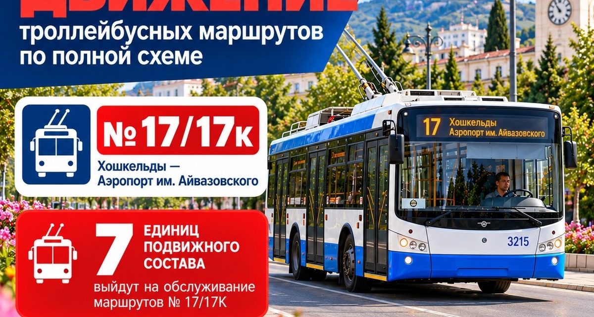 В Симферополе с 26 октября троллейбусы № 17 и № 17к вернутся на полный маршрут